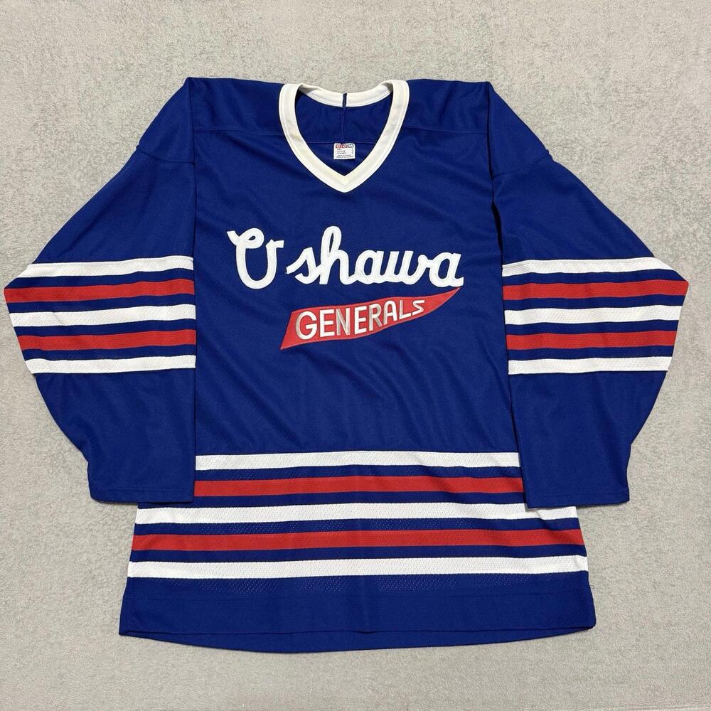 Vintage Oshawa Generals Hockey Jersey Blue L Made in Canada Men’s